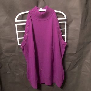 Cache sleeveless mock turtleneck sweater